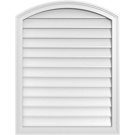 Ekena Millwork Arch Top Surface Mount PVC Gable Vent: Functional, w/ 2"W x 1-1/2"P Brickmould Frame, 28"W x 36"H GVPAR28X3602SF